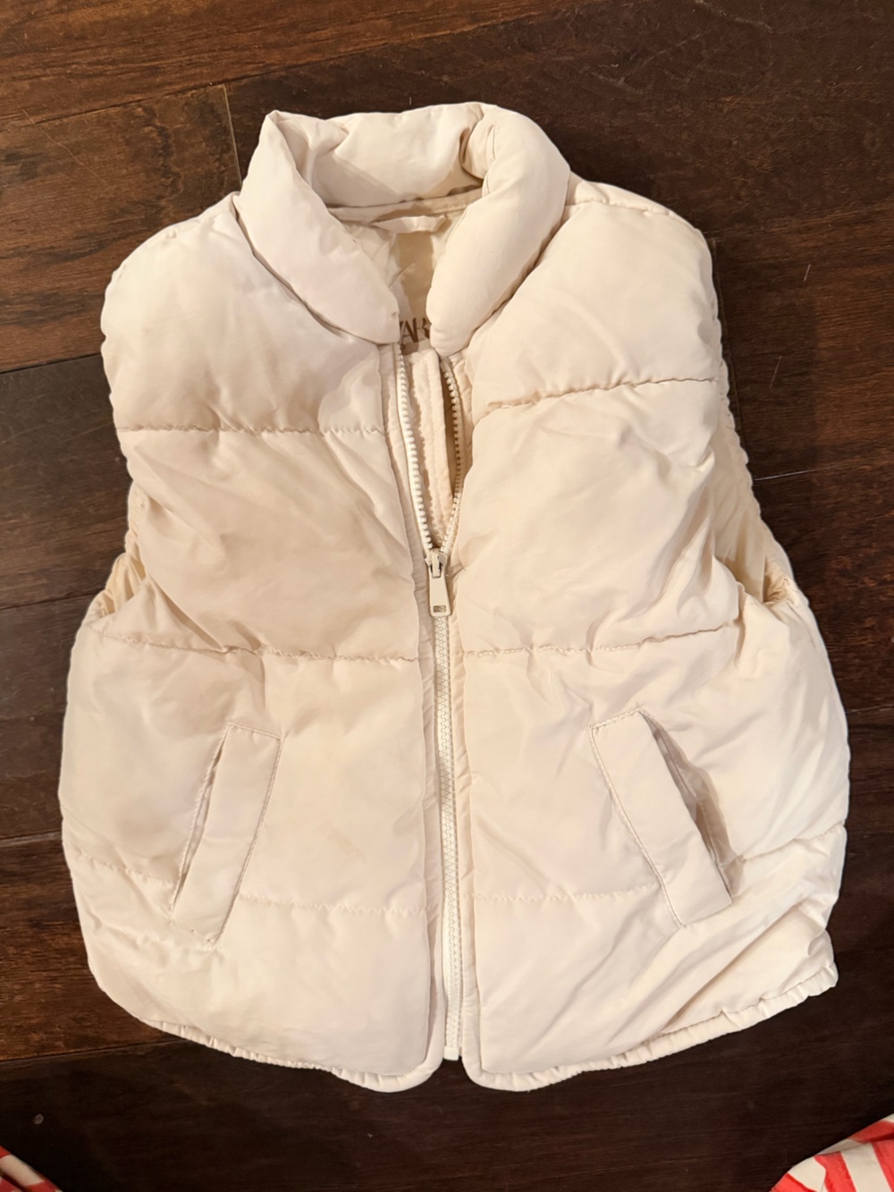 Zara Cream Puffer Vest for Kids - Quilted Zip Front